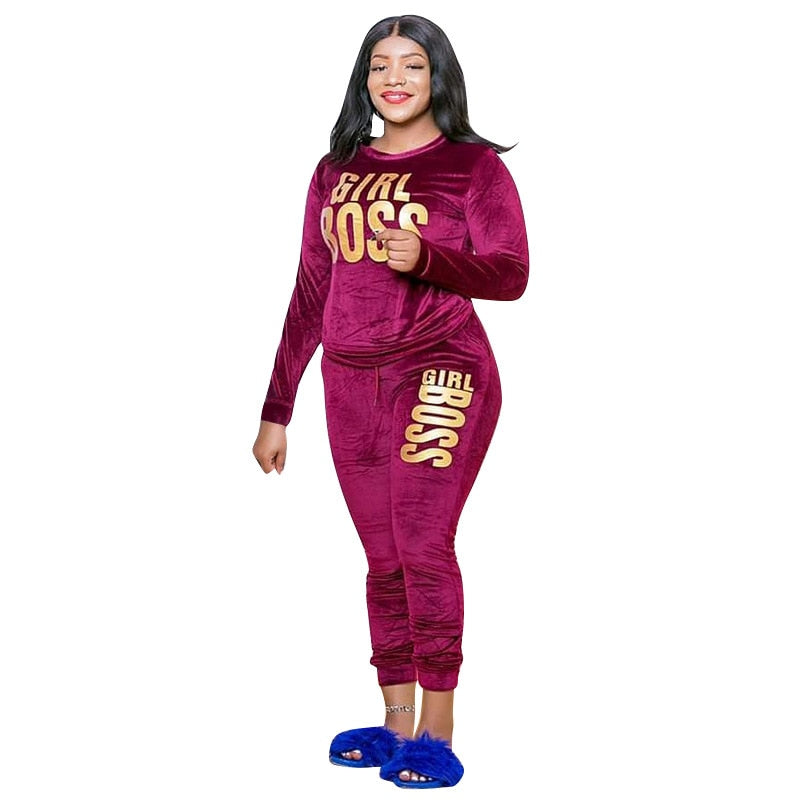 Velvet Two Pieces Tracksuit