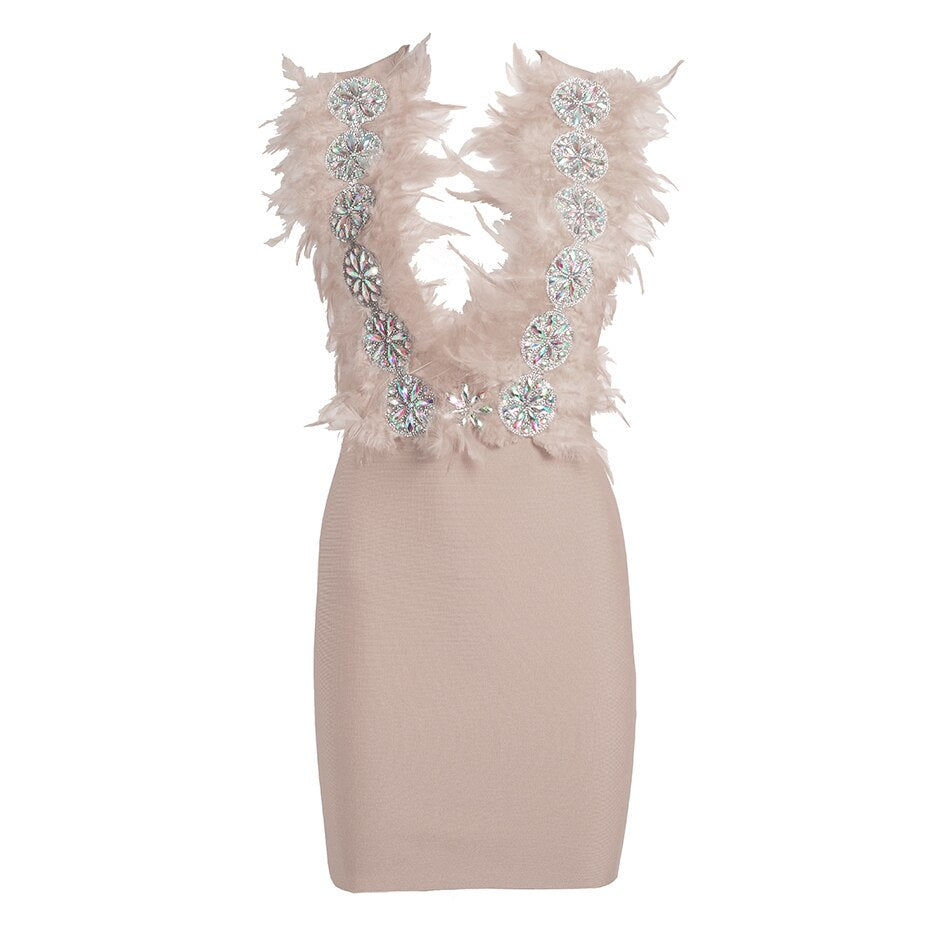 Feather Beaded Bodycon