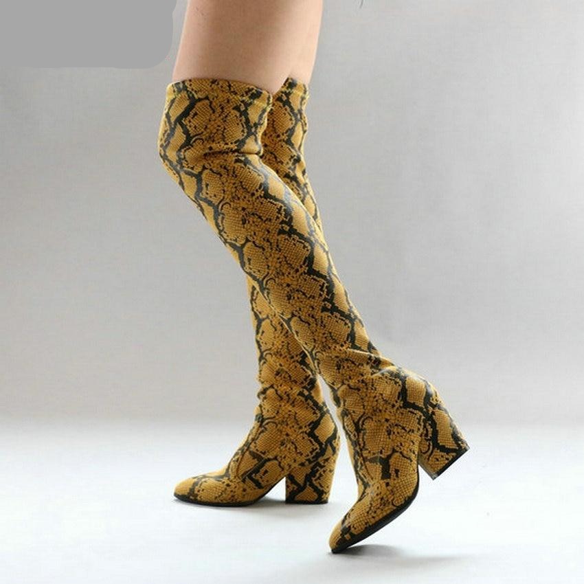 Serpentine PU Leather Boots