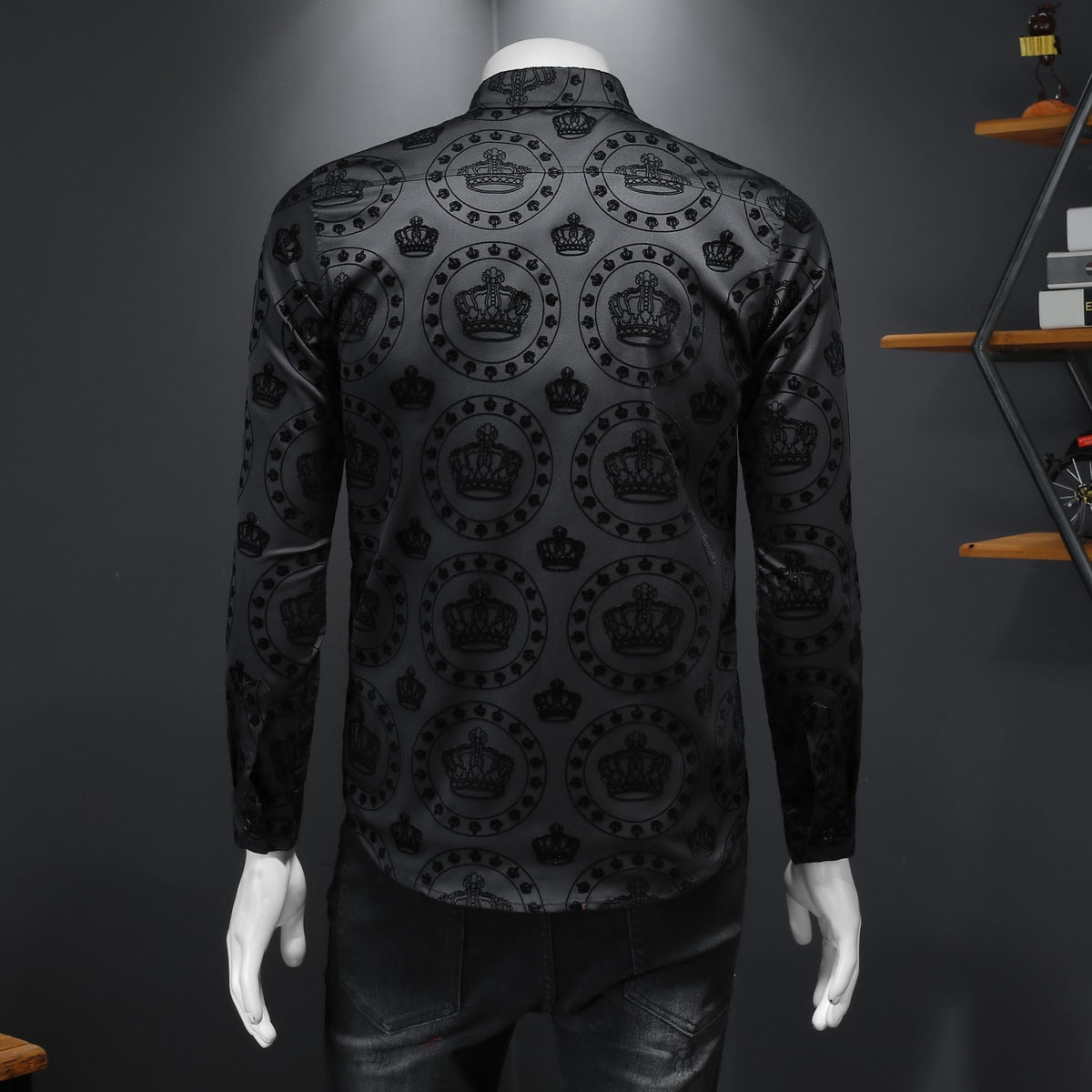 Black Crown Flocking Men Shirts