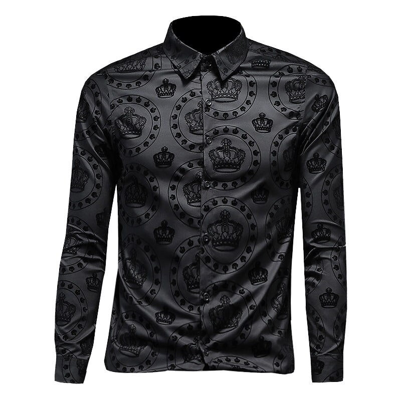 Black Crown Flocking Men Shirts