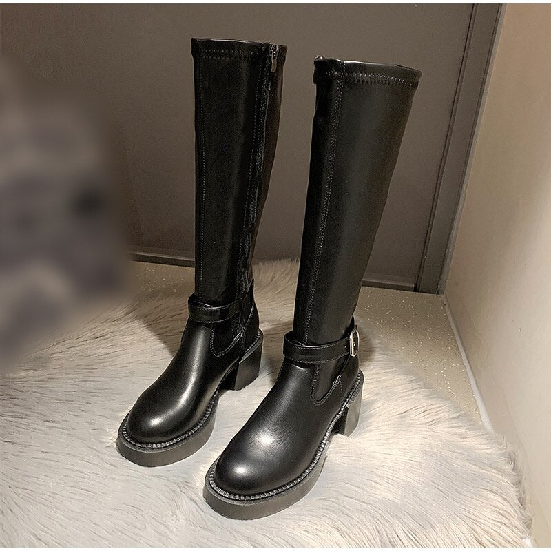 Zip Thick Heels Long Boots