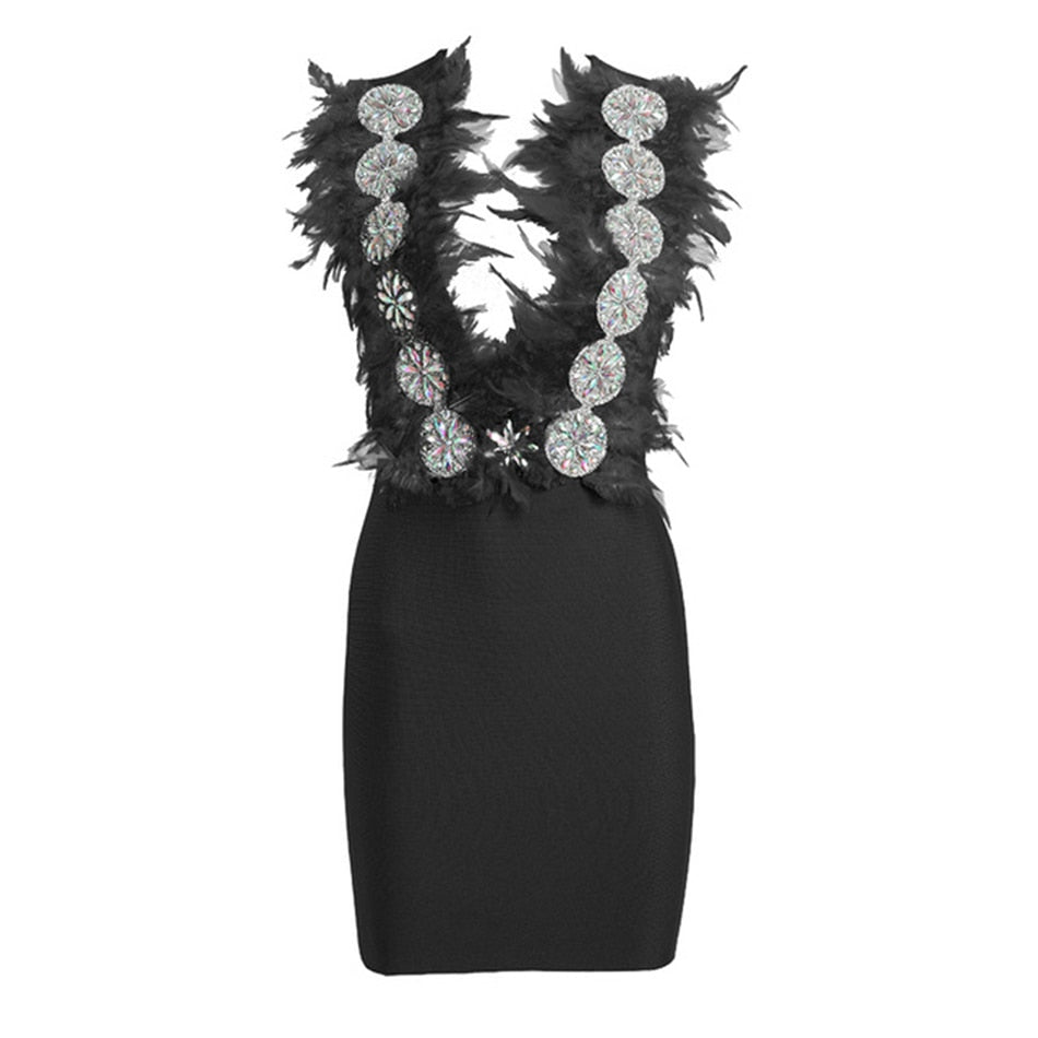 Feather Beaded Bodycon