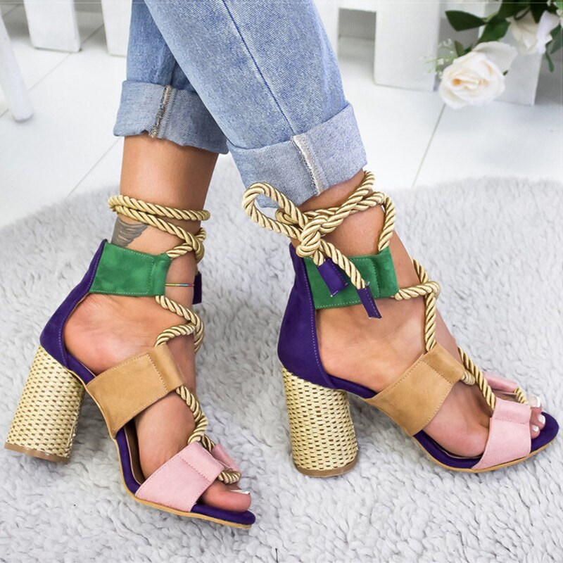 Lace-Up Thick  Heels