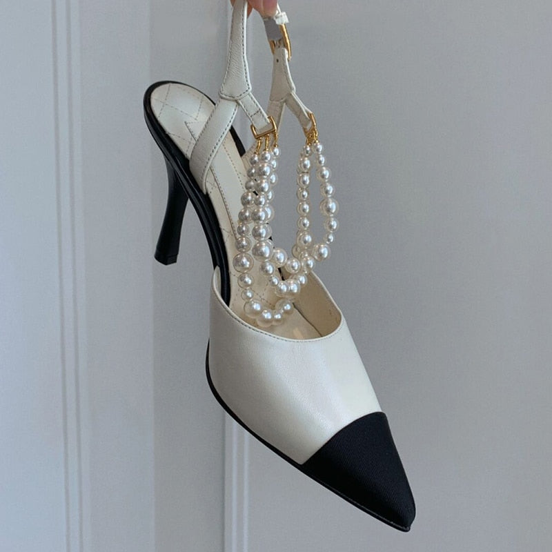 Luxury Pearls Chains Shoes