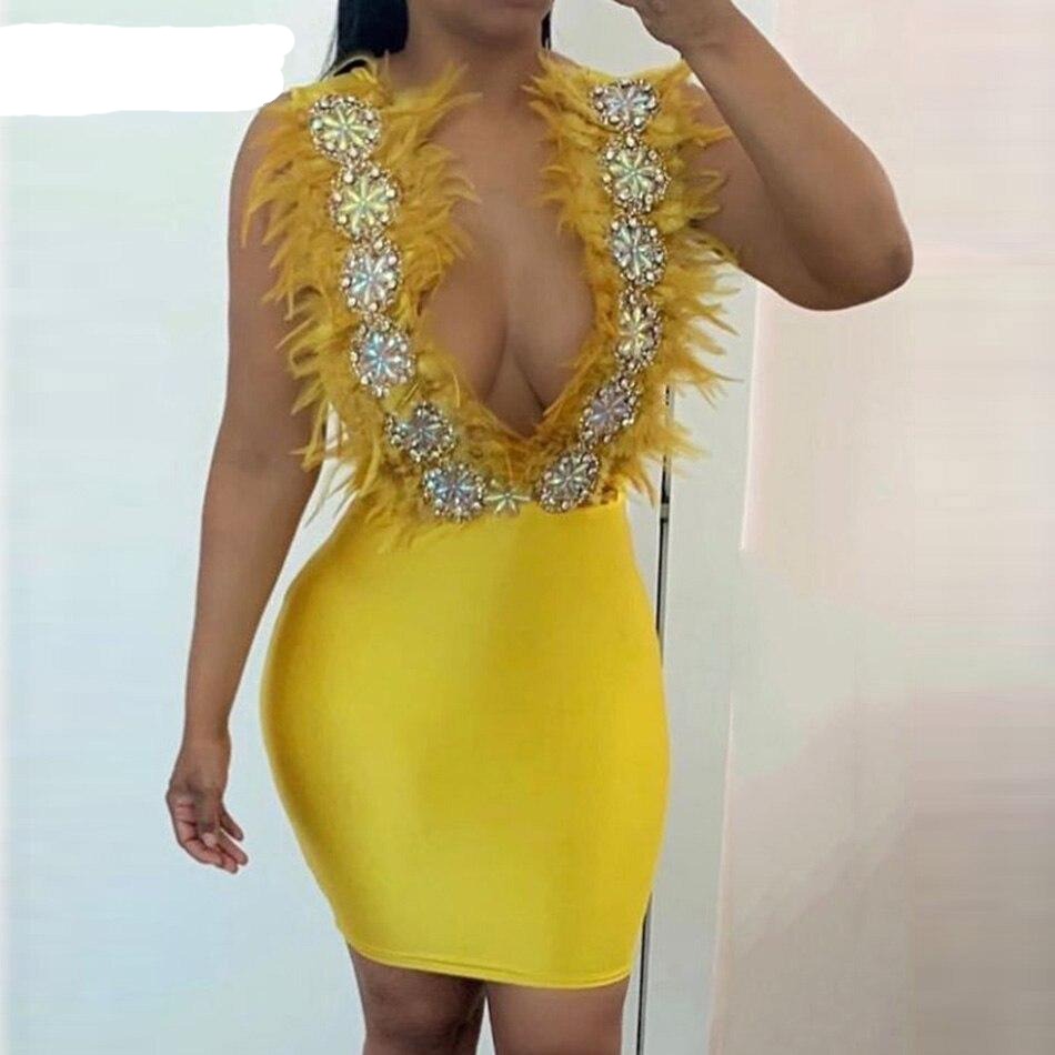 Feather Beaded Bodycon