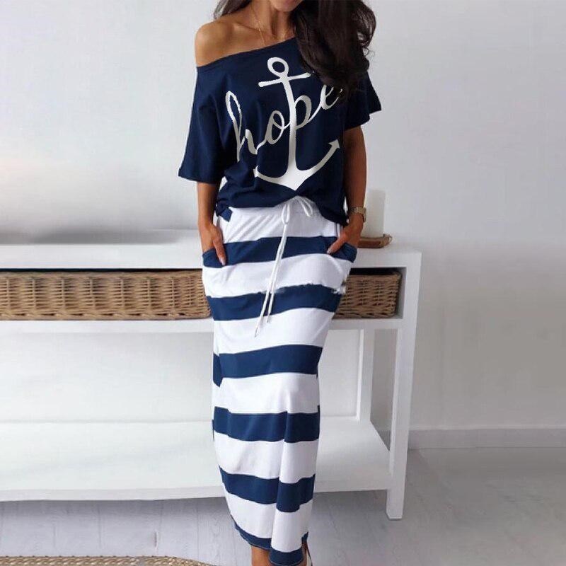 Summer Off Shoulder Blouses Maxi Dress