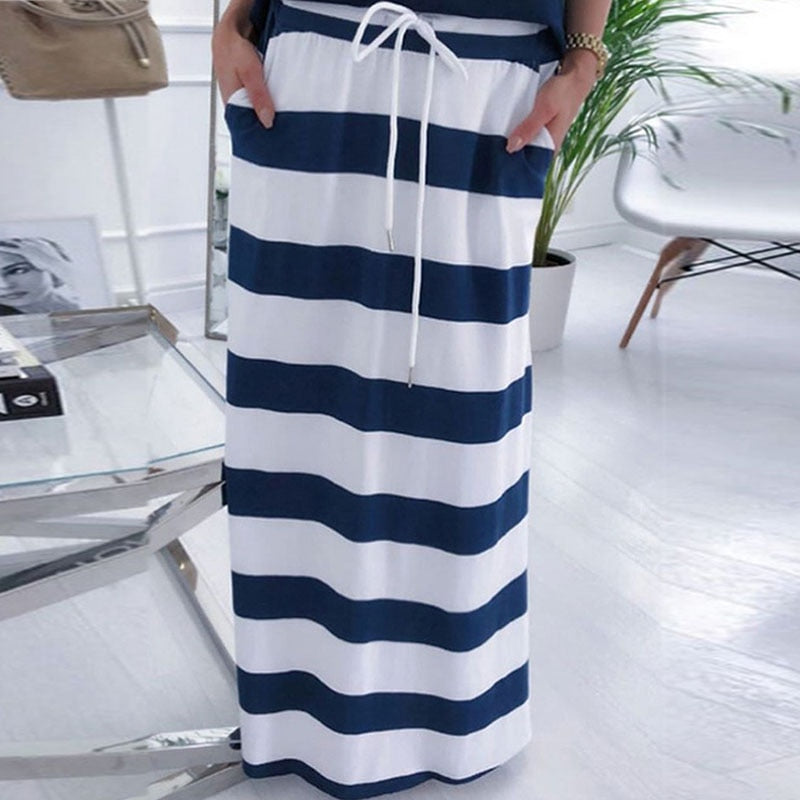 Summer Off Shoulder Blouses Maxi Dress