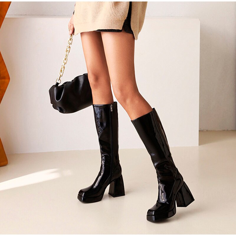 Zip Thick Heels Long Boots