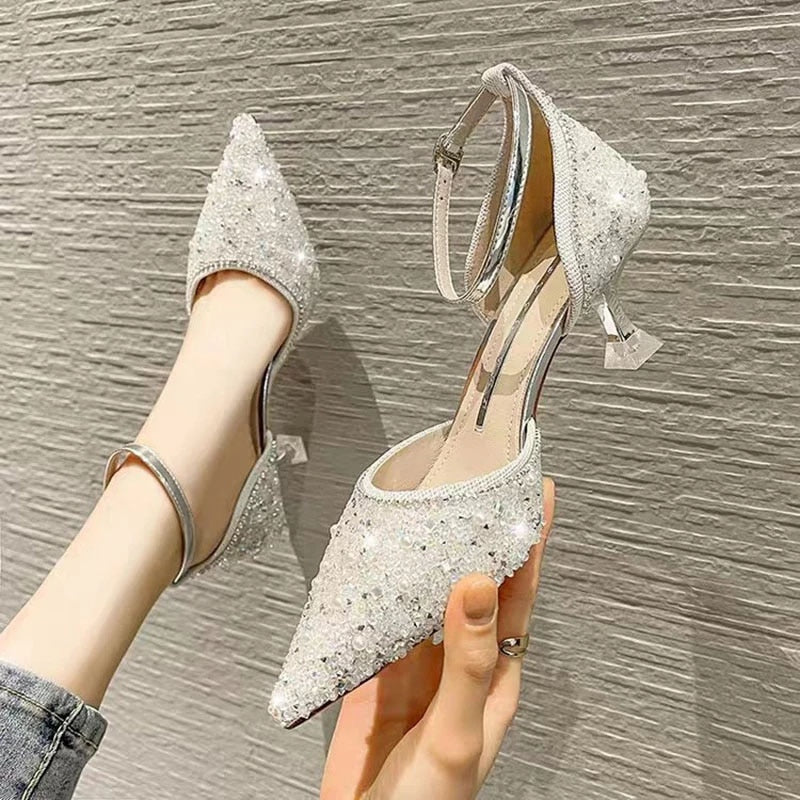 Ankle Strap Crystal Shoes