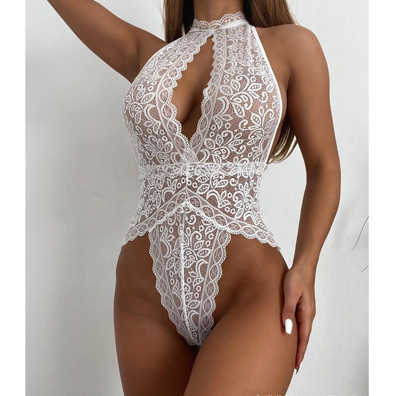 Lace Transparent One-piece Lingerie